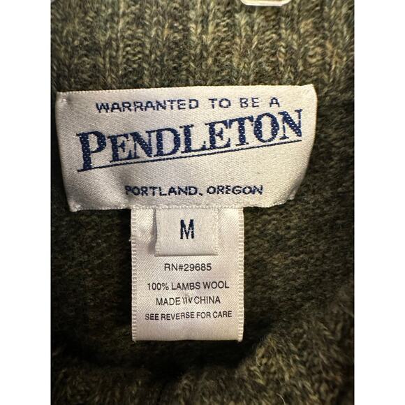 Pendleton 100% Lambs Wool Full Zip Sweater Vest Olive Green Men’s Sz Medium - Picture 3 of 3
